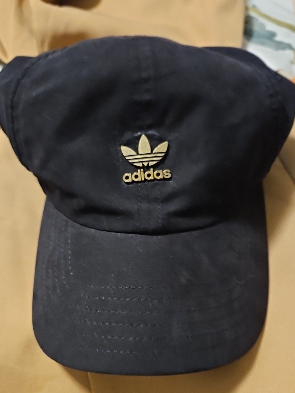 adidas Black Cap with Gold Trefoil Logo